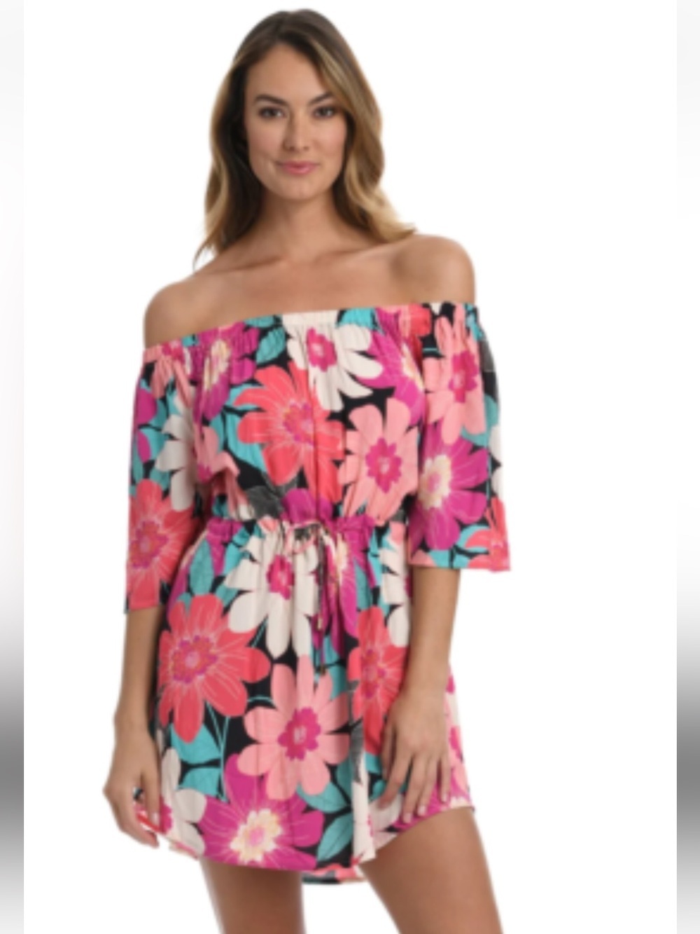 La Blanca Pink Floral Off-Shoulder Cover Up/Dress